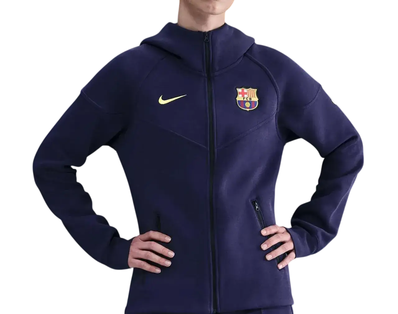 Nike Fc Barcelona Tech Windrunner Women's Nike Football Fleece Full-zip Hoodie Hj6497-595 Size Xs