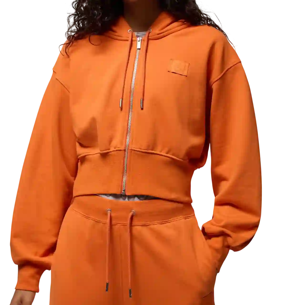 Nike Jordan Flight Fleece Women's Cropped Satin-lined Hoodie Ib9863-805 Size Xs