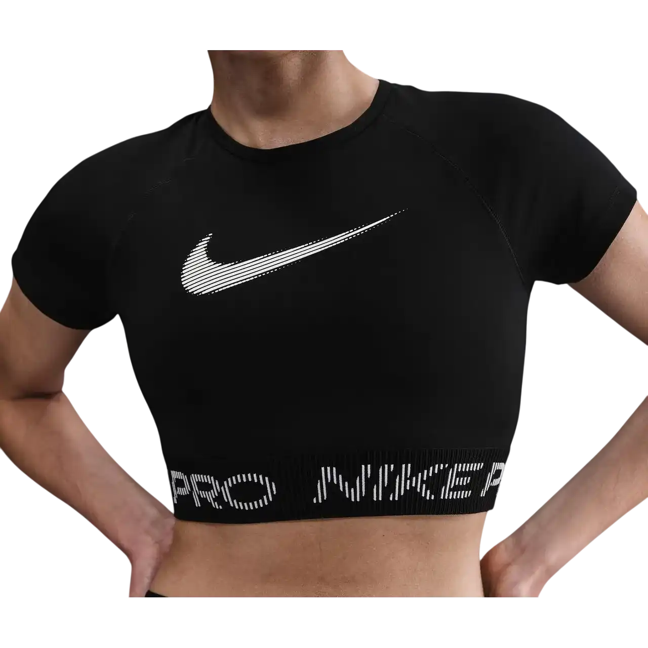 Nike Prowomen's Dri-fit Short-sleeve Cropped Graphic Top Hv3673-010 Size M
