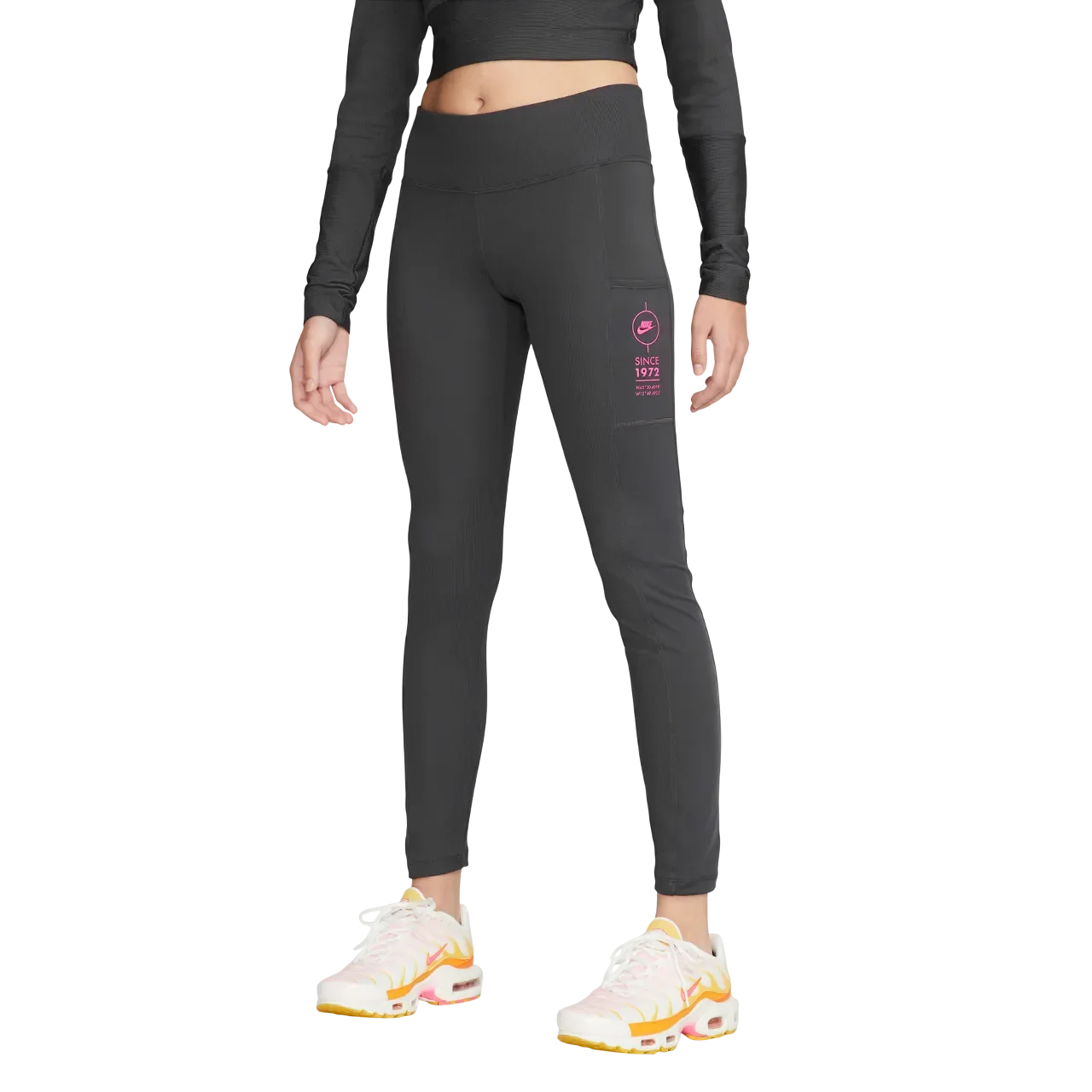 Nike Sportswearwomen's Ribbed Sports Utility Leggings With Pockets Fd4237-060 Size L