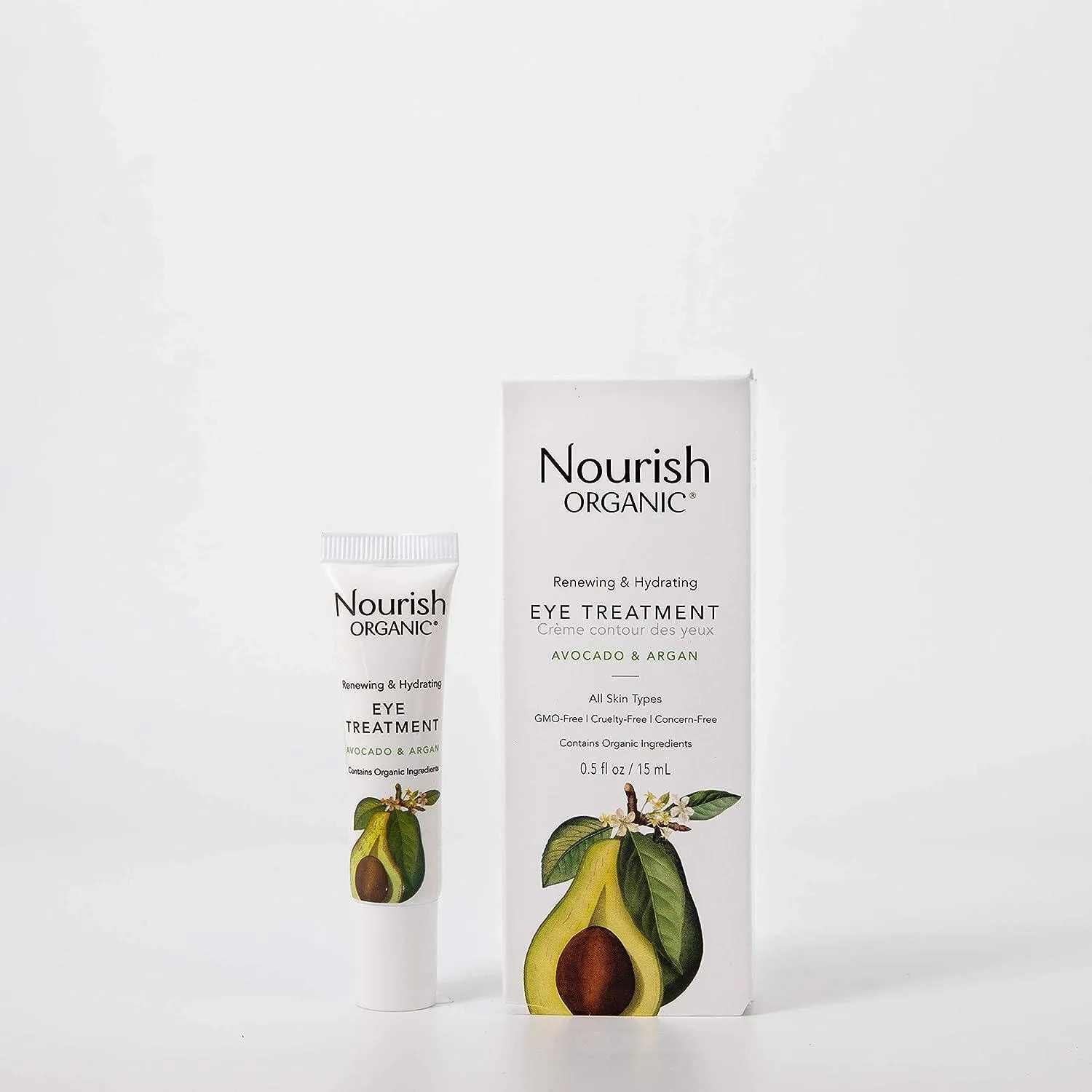 Nourish Organic Renewing Cooling Eye Treatment Avocado Argan Oil 0.5 Fl Oz 15 Ml