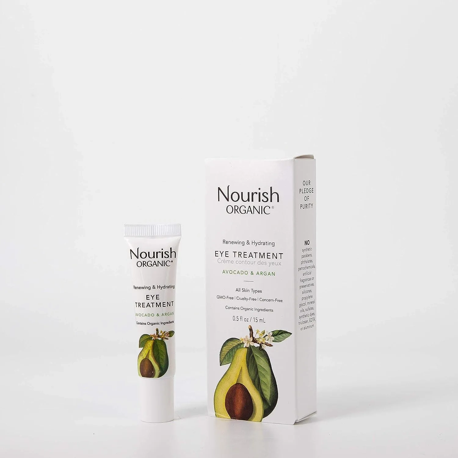 Nourish Organic Renewing Cooling Eye Treatment Avocado Argan Oil 0.5 Fl Oz 15 Ml