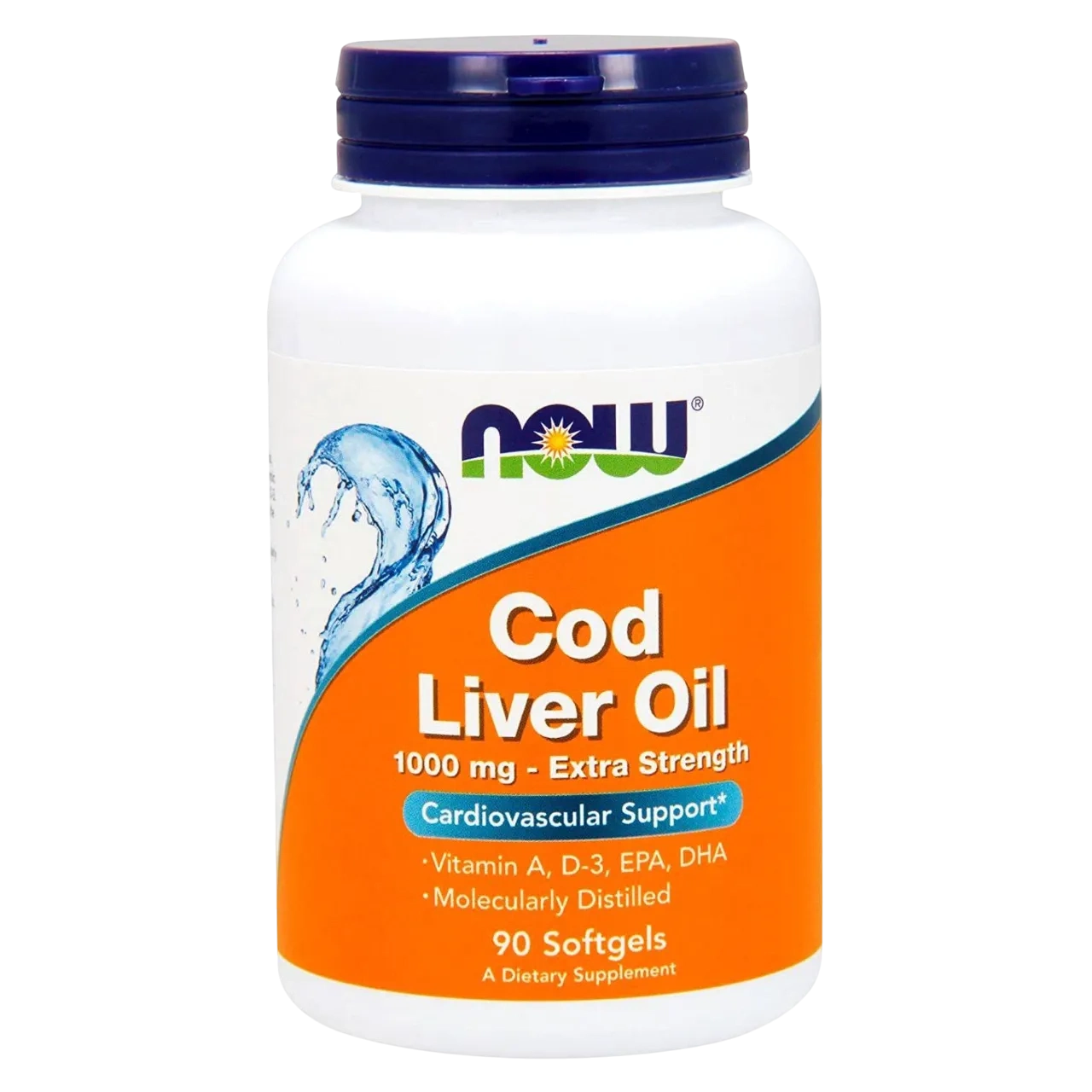 Now Cod Liver Oil 1000mg Cardiovascular Support Dietary Supplement 90 Softgels