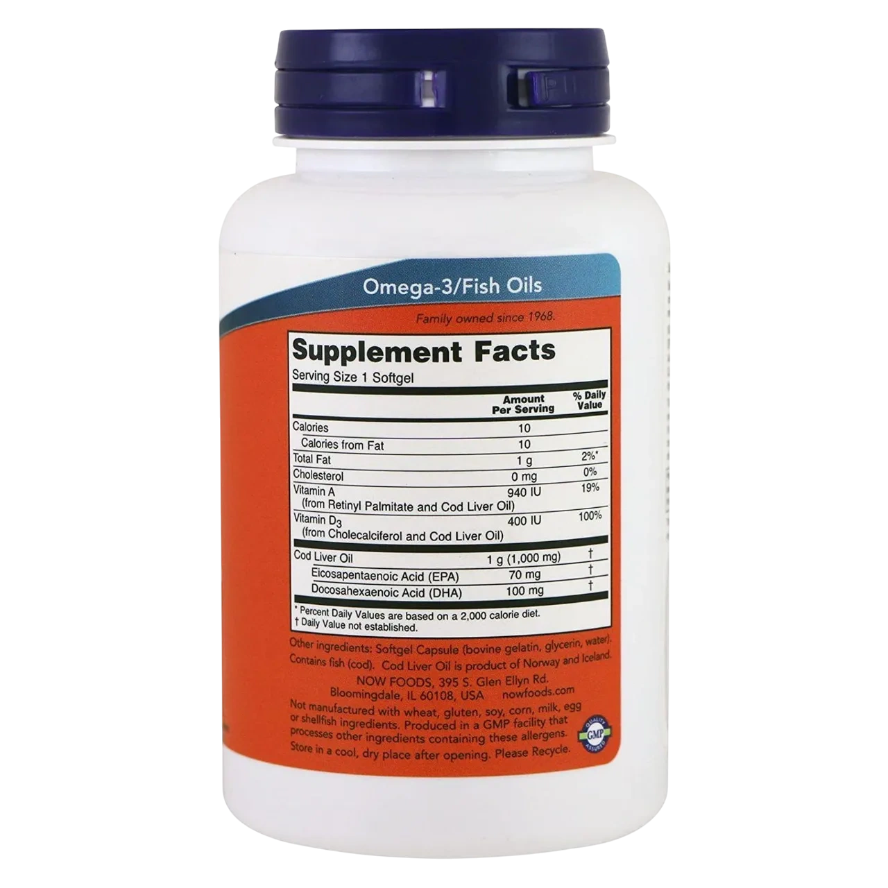 Now Cod Liver Oil 1000mg Cardiovascular Support Dietary Supplement 90 Softgels