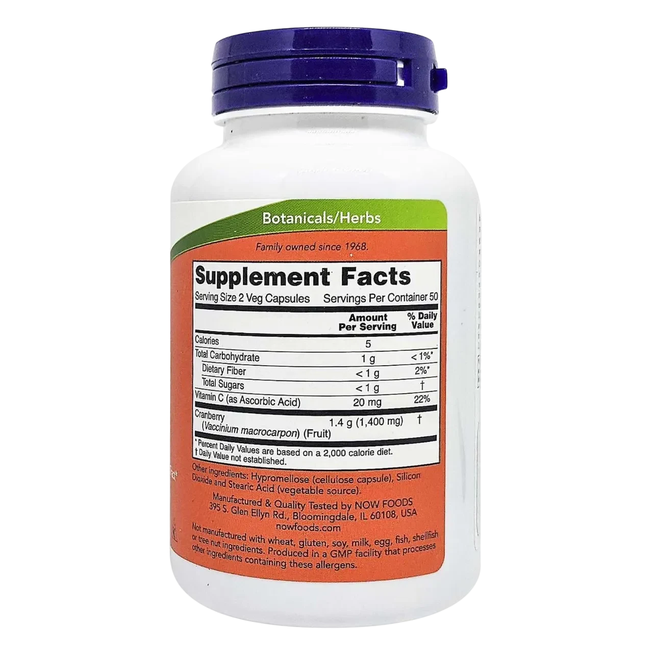 Now Cranberry 700mg Dietary Supplement Vegetarian 100 Capsules