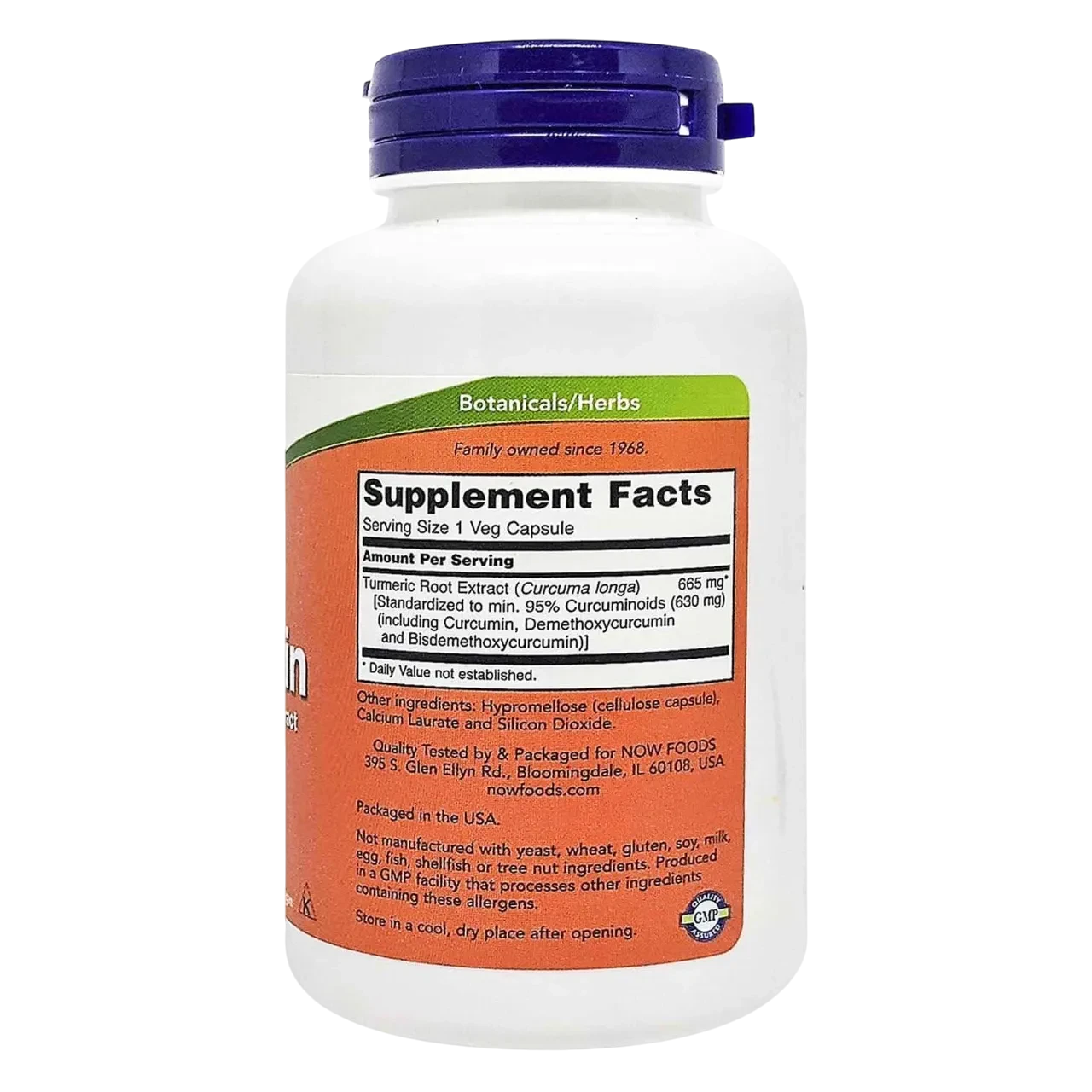 Now Curcumin 665mg Veg Herbal Supplement Vegetarian 60 Capsules