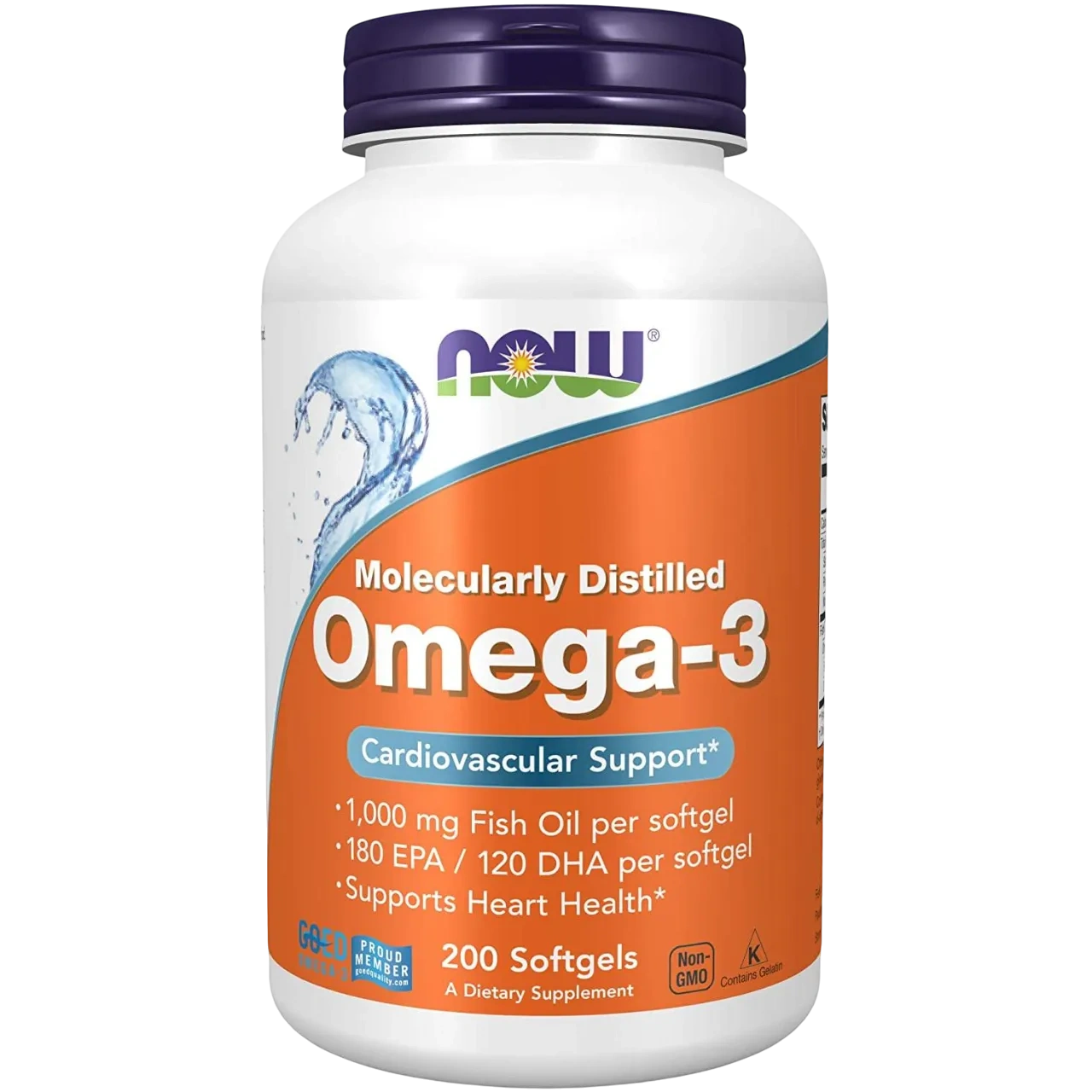 Now Foods Omega-3 Molecularly Distilled, 1000 Mg 200 Soft Gels