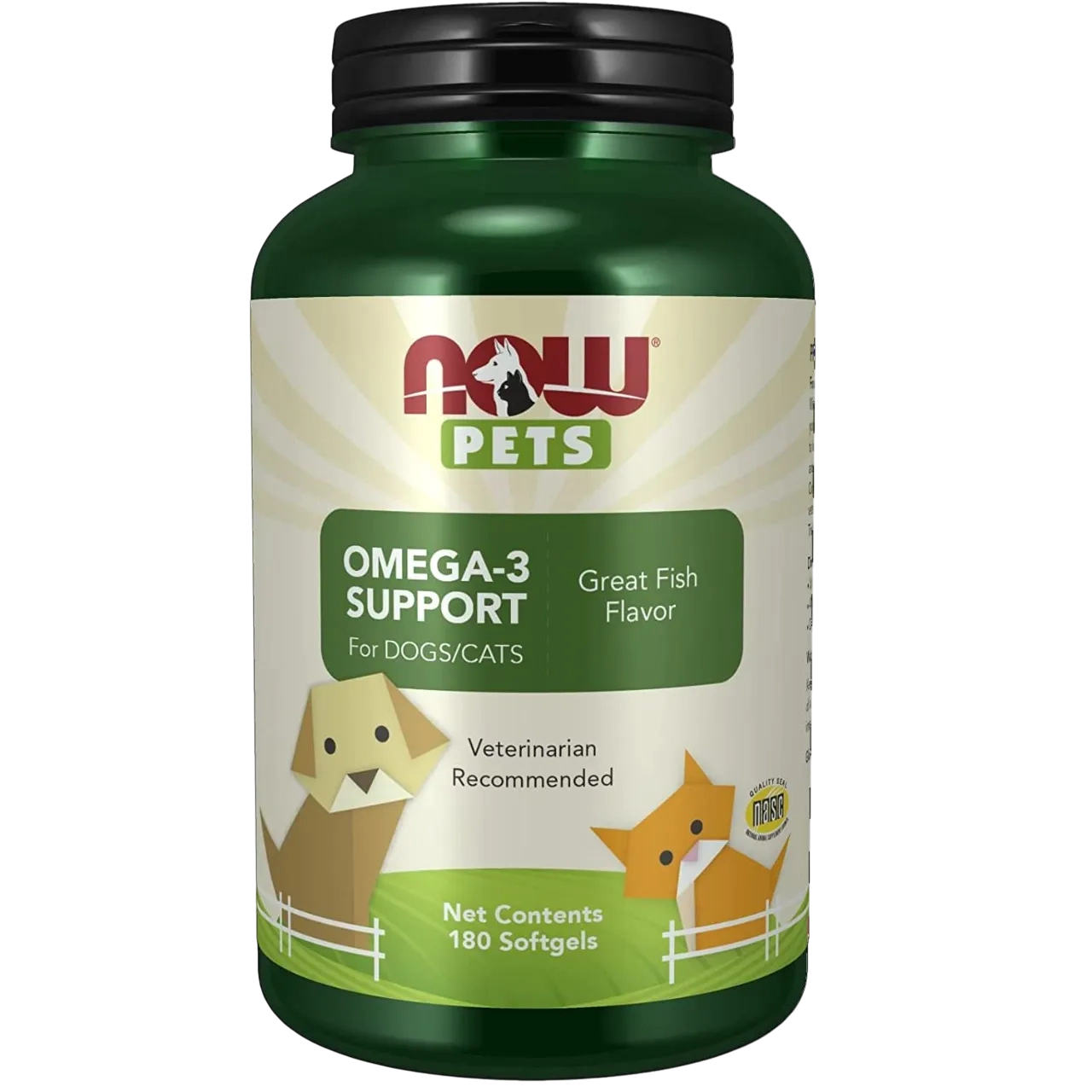 Now Pet Health, Omega 3 Supplement, Formulated For Cats & Dogs, Nasc Certified, 180 Softgels