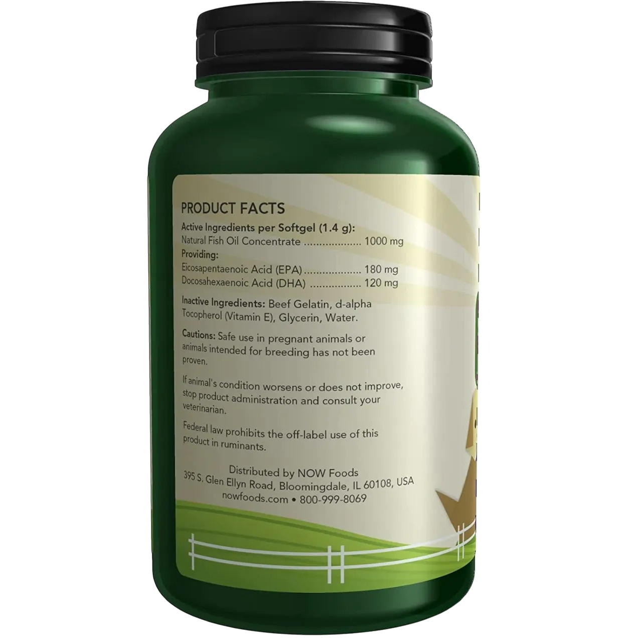 Now Pet Health, Omega 3 Supplement, Formulated For Cats & Dogs, Nasc Certified, 180 Softgels