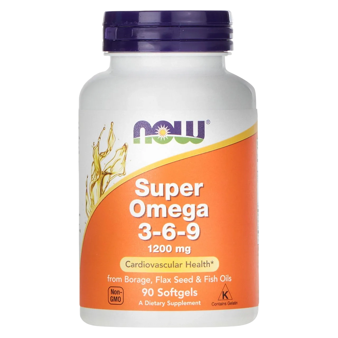 Now Super Omega 3-6-9 1200mg Cardiovascular Support Dietary Supplement 90 Softgels