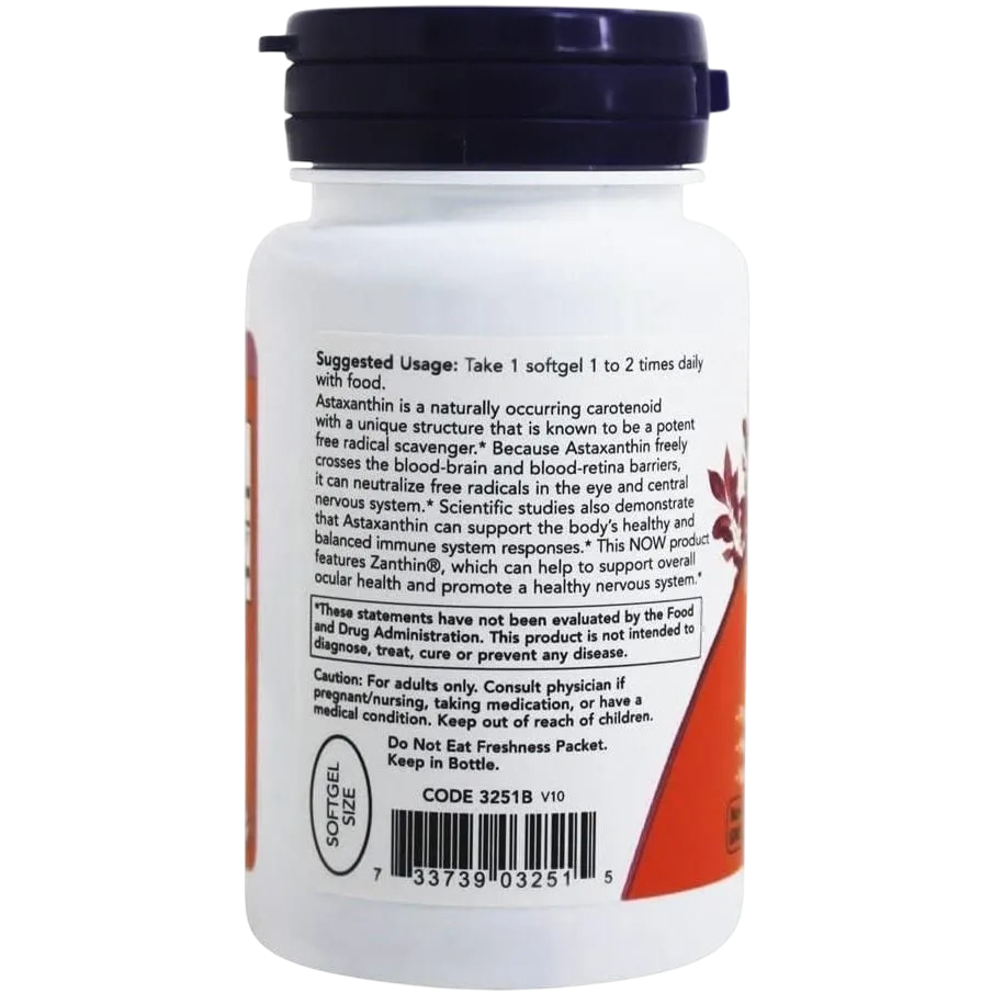 Now Supplements, Astaxanthin 4 Mg Features Zanthin, Supports Eye Health, 60 Veg Softgels