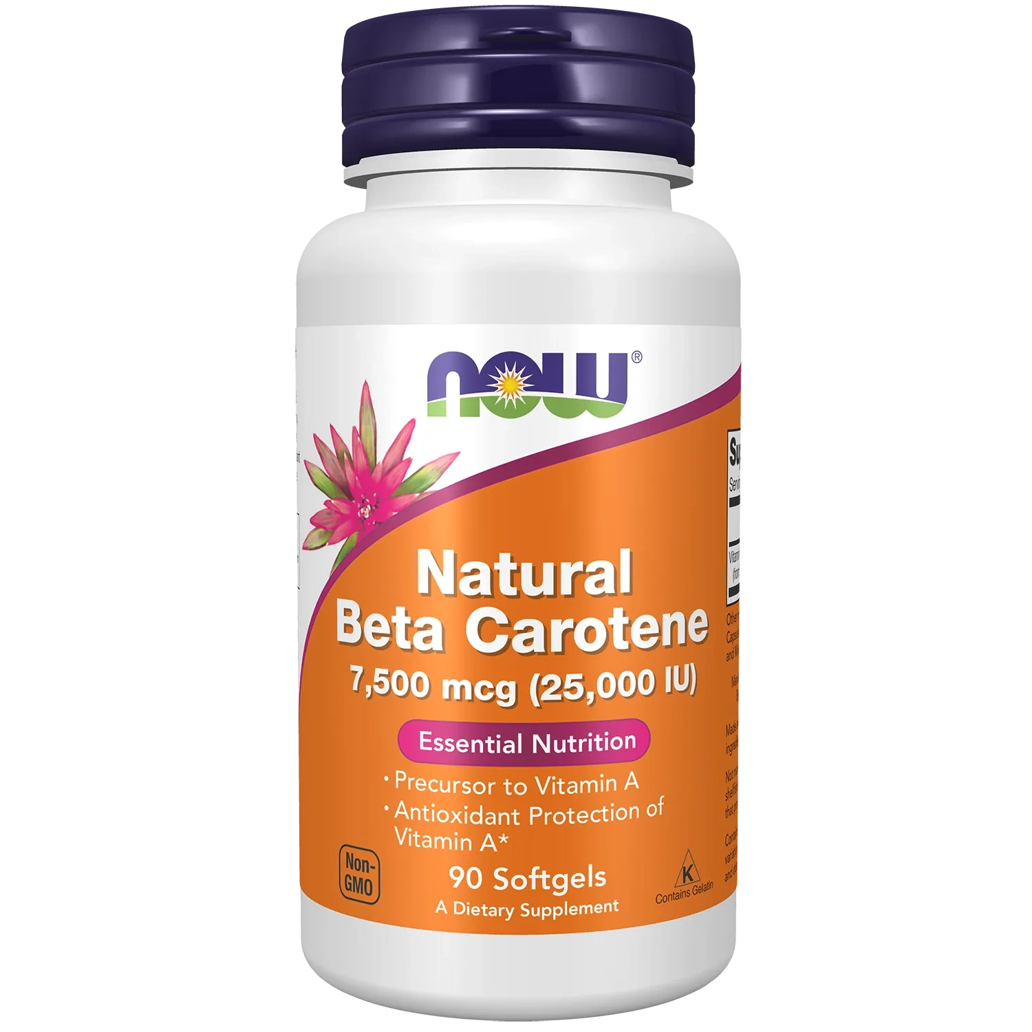Now Supplements Natural Beta Carotene 25000 Iu, Essential Nutrition, 90 Softgels