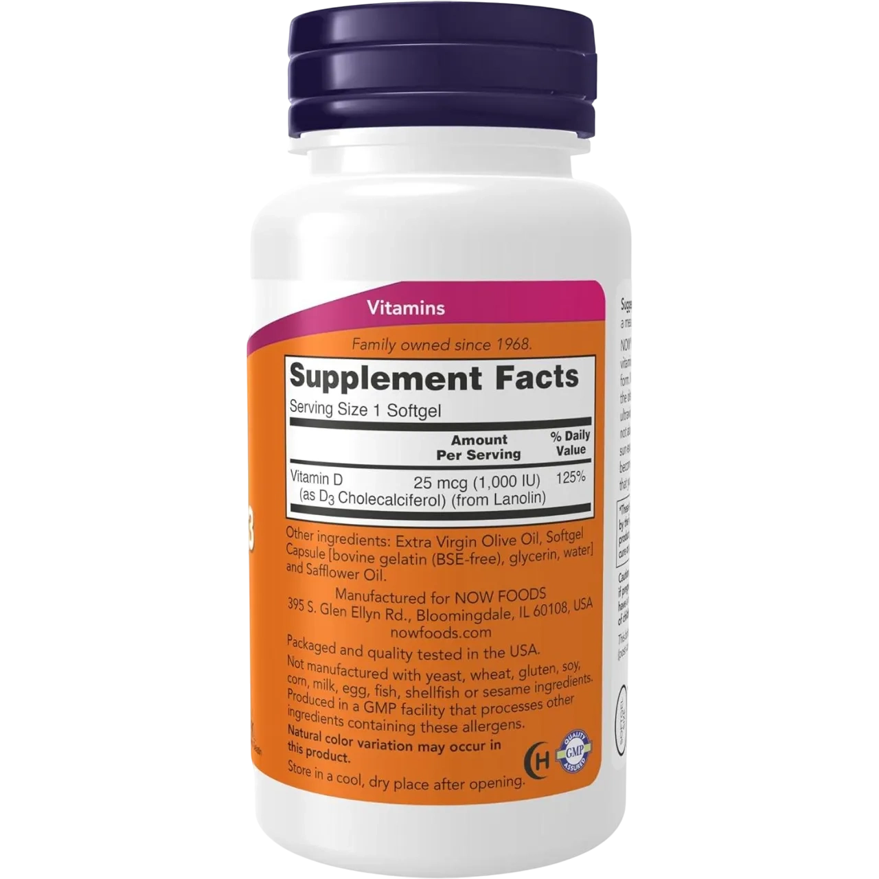 Now Vitamin D3 180 Softgel