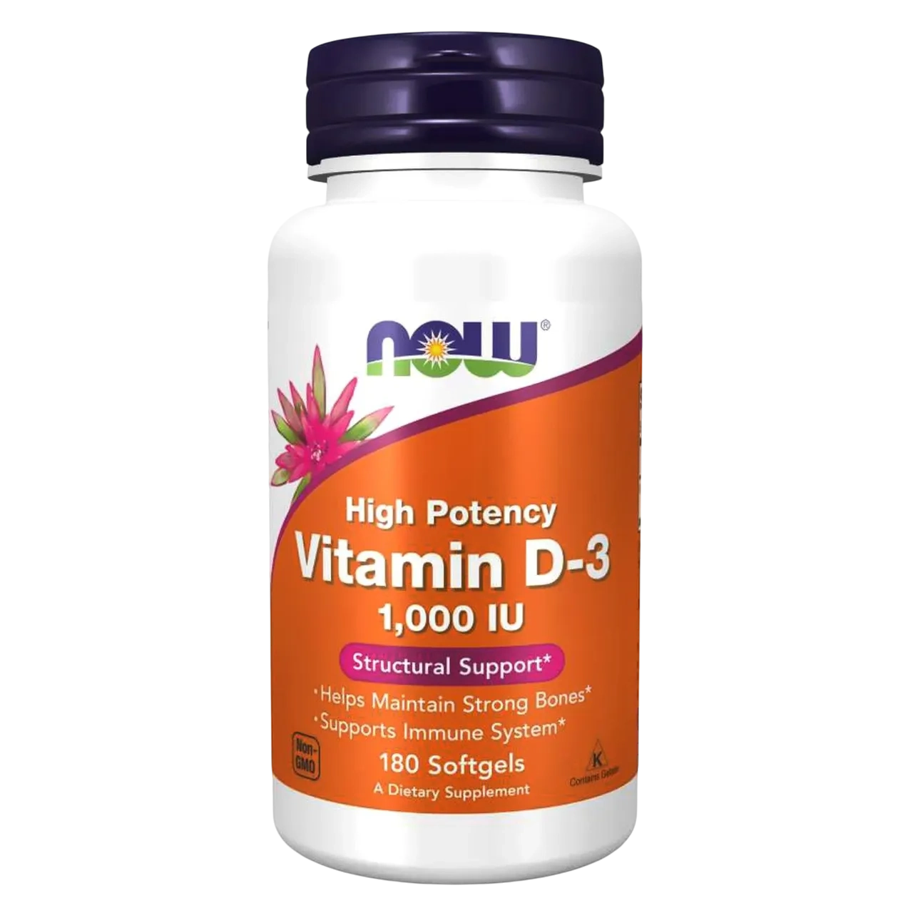 Now Vitamin D-3 1000iu Structural Support Dietary Supplement 180 Softgels