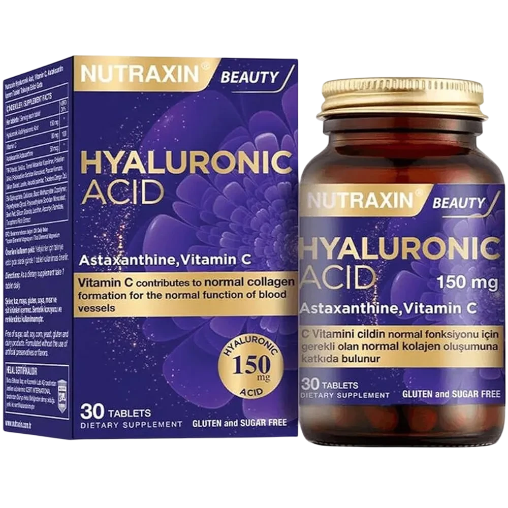Nutraxin Hyaluronic Acid For Skin Hydration And Elasticity 150mg, 30 Tablets