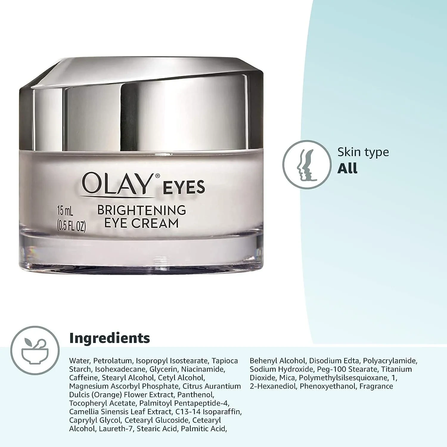 Olay Vitamin C Brightening Eye Cream To Help Reduce Dark Circles, Brightening Cream, 0.5 Fl Oz
