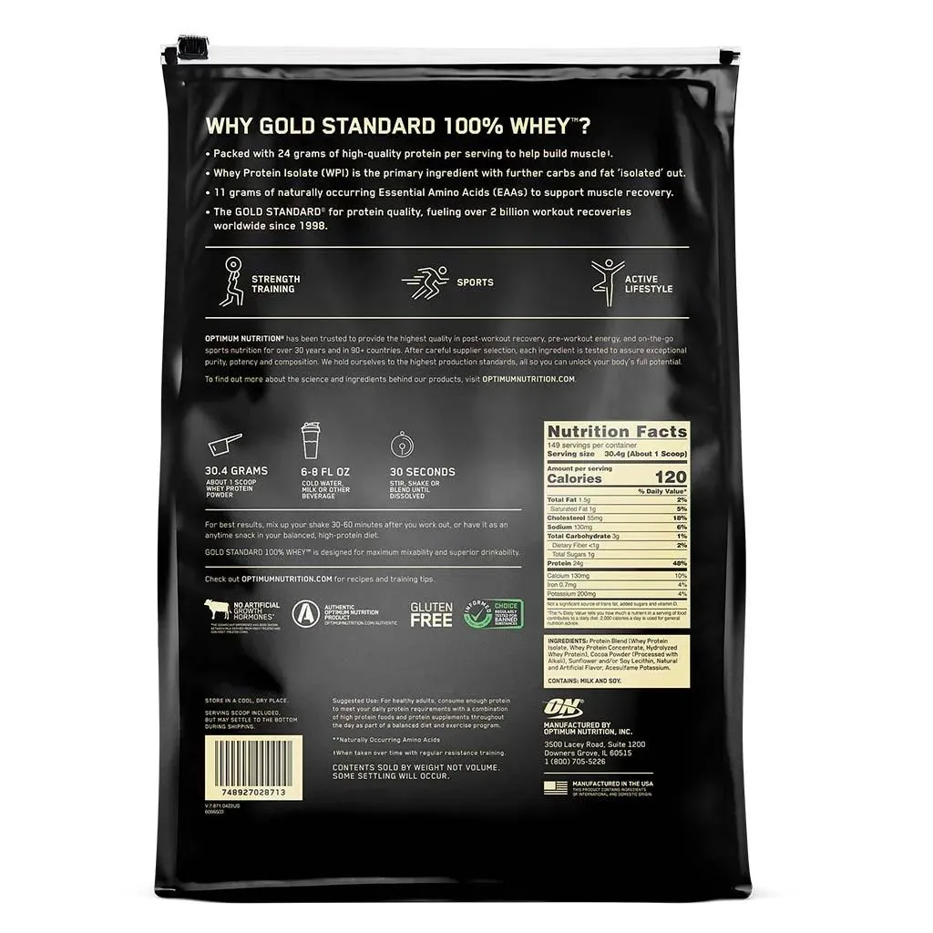 Optimum Nutrition Gold Standard 100% Whey Protein Double Rich Chocolate 10lb