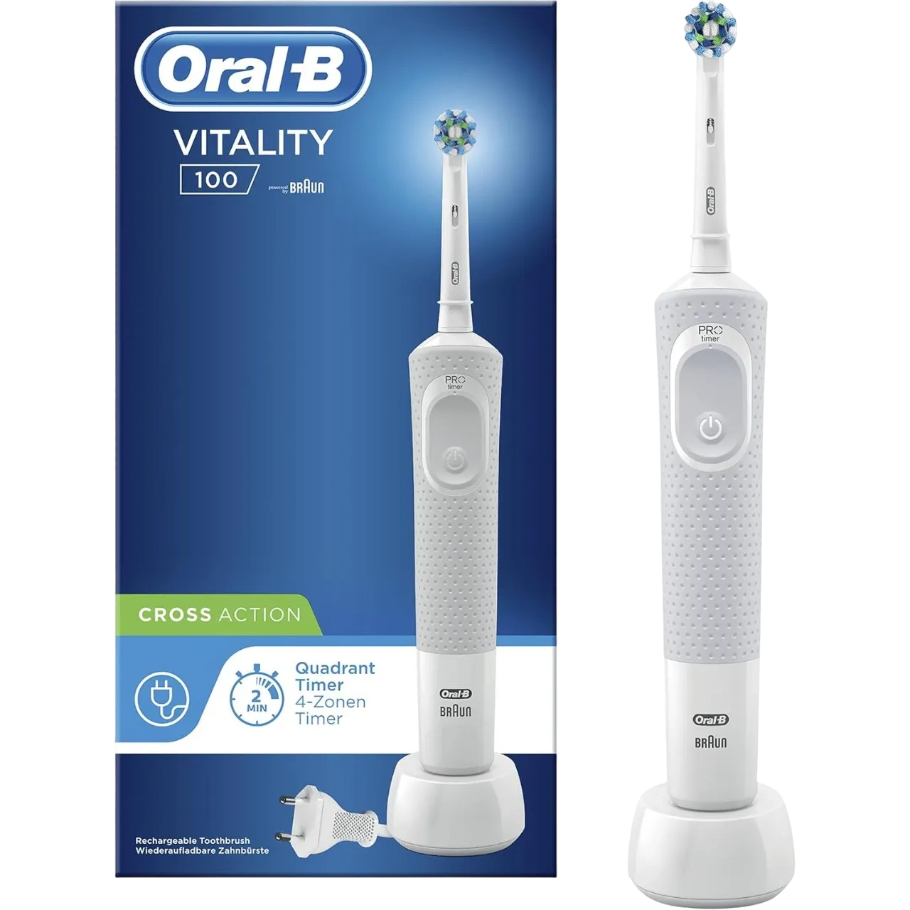 Oral-B Vitality-100 Cross Action Electric Rechargeable Toothbrush D100 White
