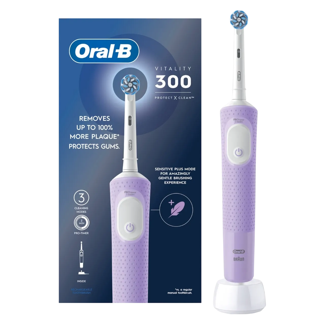 Oral-b Vitality 300 Protect X Clean Rechargeable Toothbrush D103.413.3 Lilac