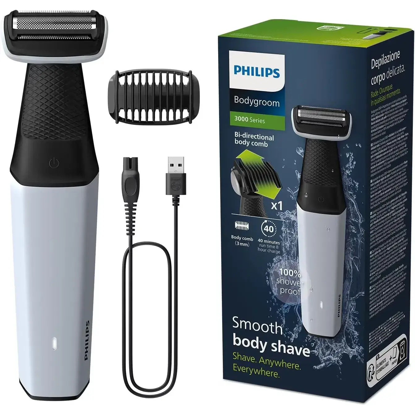 Philips Bodygroom Series 3000 Showerproof Groin And Body Trimmer Bg3007-01