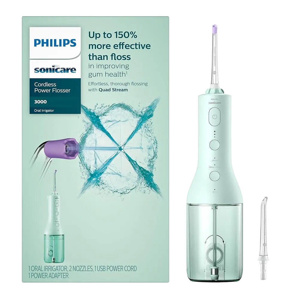 Philips Sonicare Cordless Power Flosser 3000, Water Flosser With Innovative Quad Stream Technology Mint, Hx3826/24