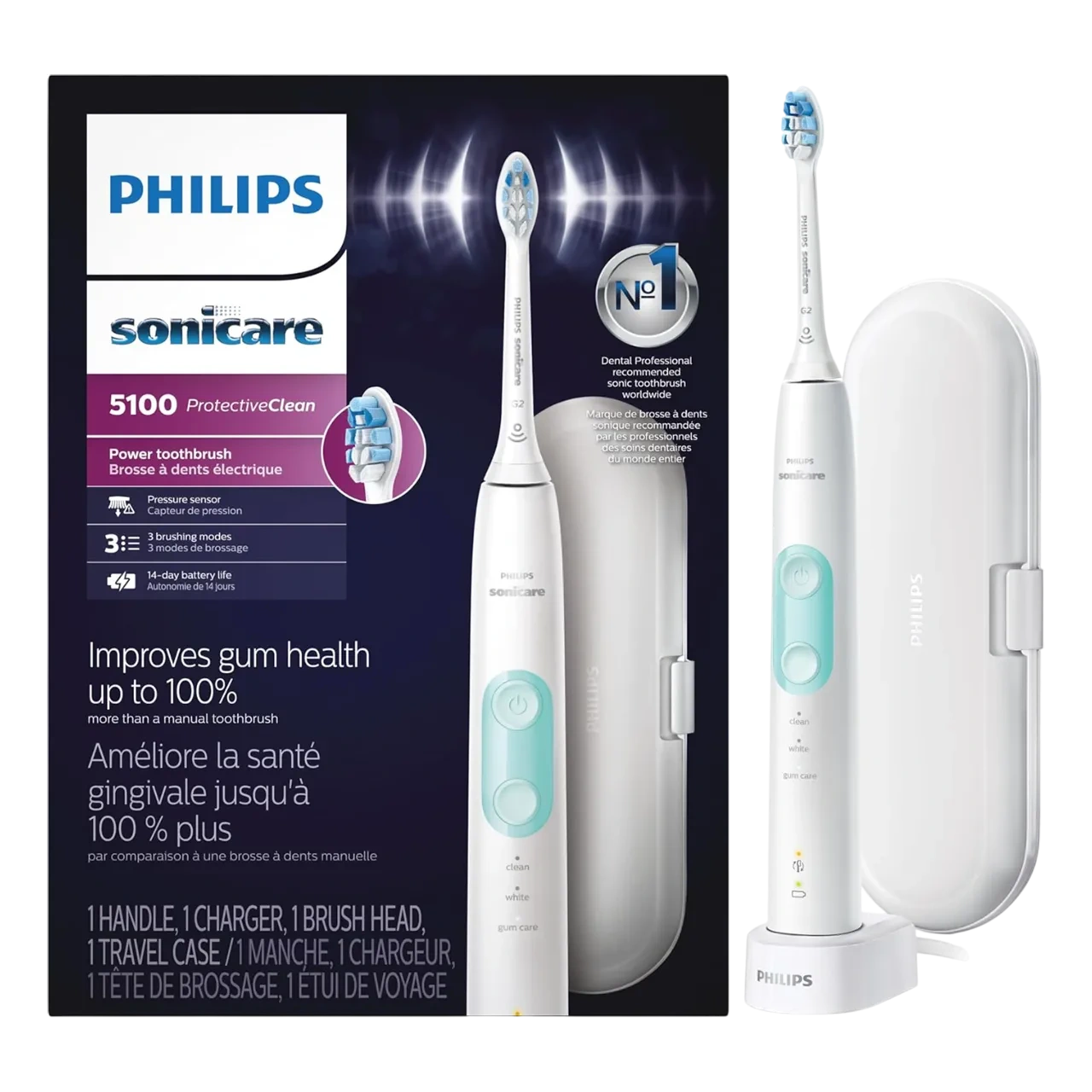 Philips Sonicare Protective Clean 5100 Rechargeable Electric Toothbrush White/blue