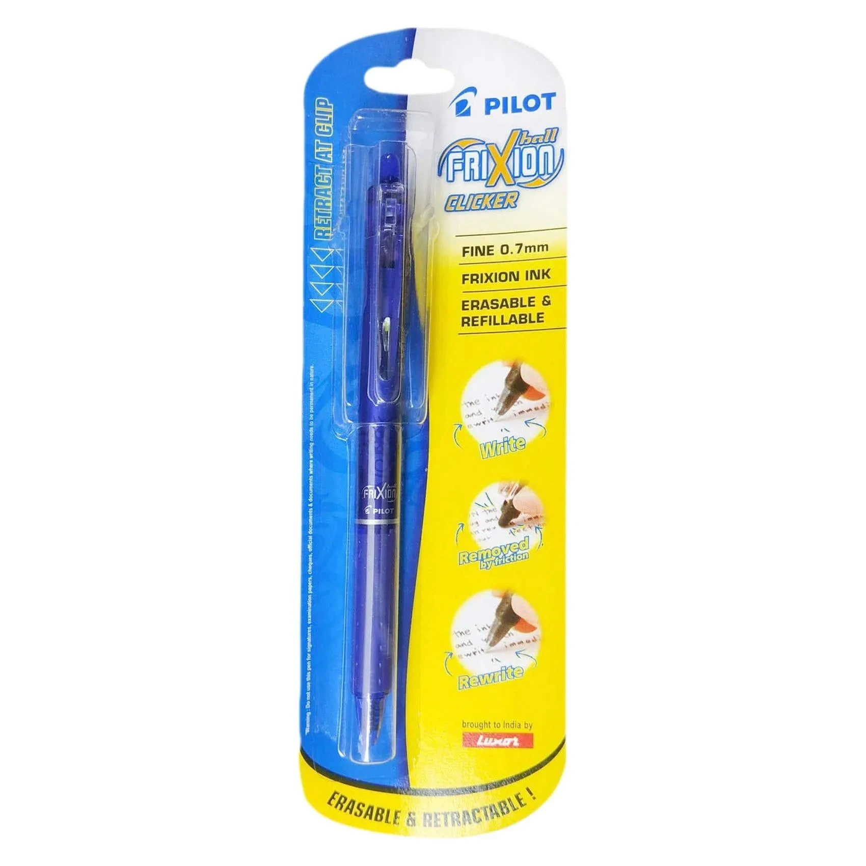 Pilot Frixion Clicker Erasable Rollerball Pen 0.7mm Blue