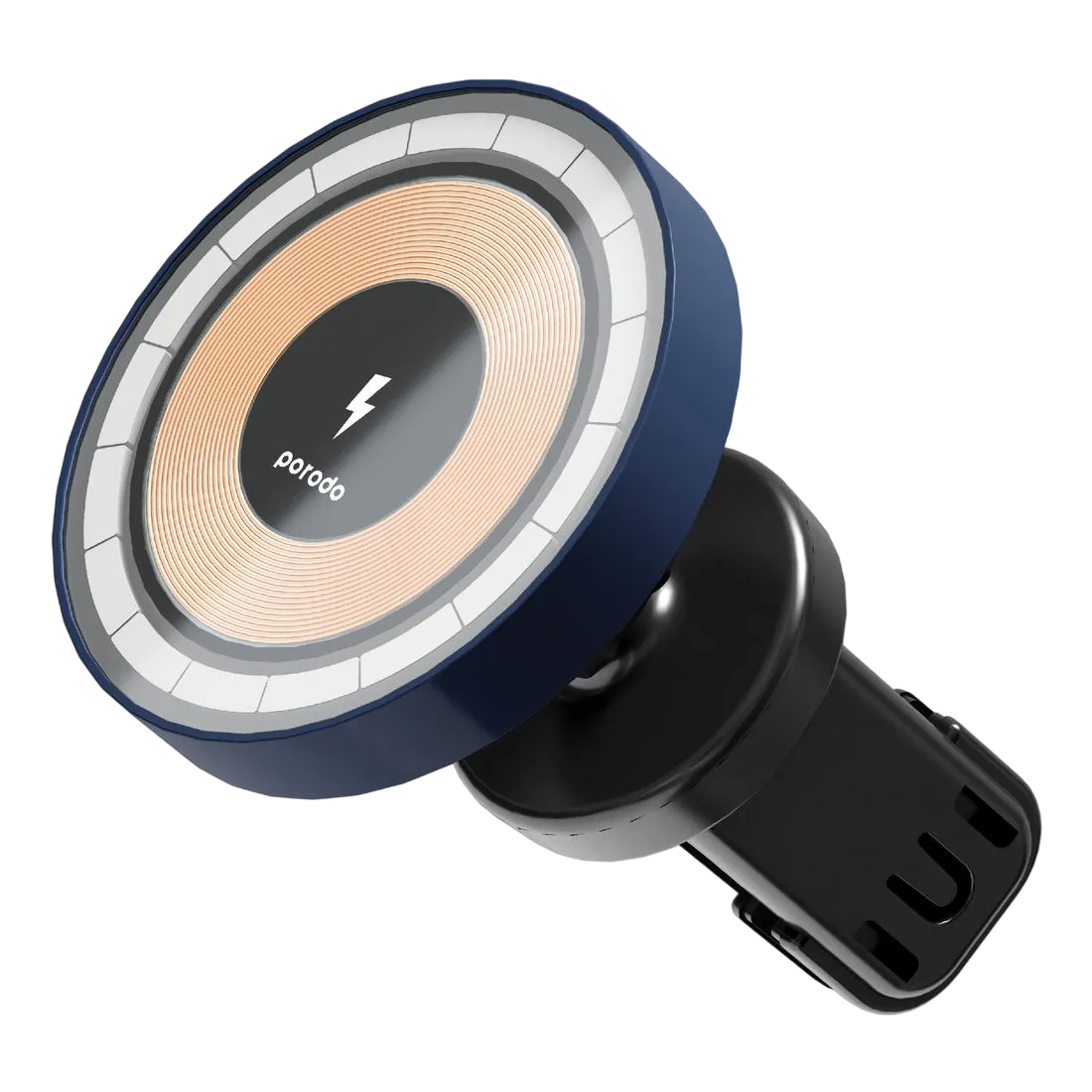 Porodo Lucid Magsafe Car Mount Car Charger With Type-c Cable Black Pd-mgcmc-tpbk