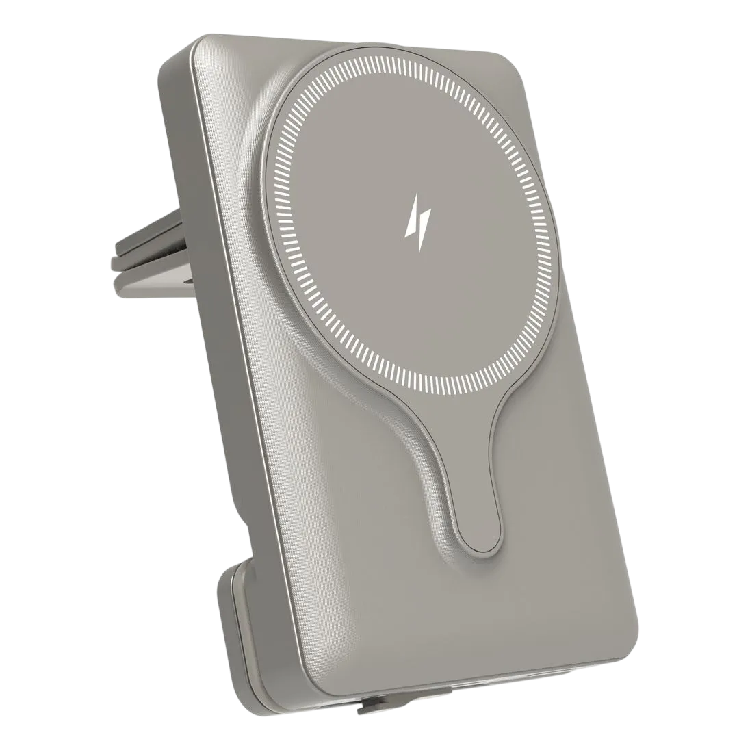 Powerology 5000mah Power Bank Magsafe Charging Air-vent Mount Titanium Ppbcha32ti