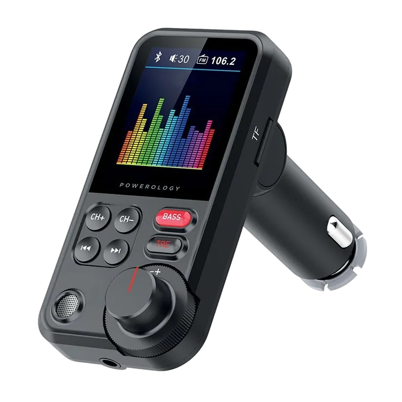Powerology Fm Transmitter Pro Car Charger 23w Black Pccsr003