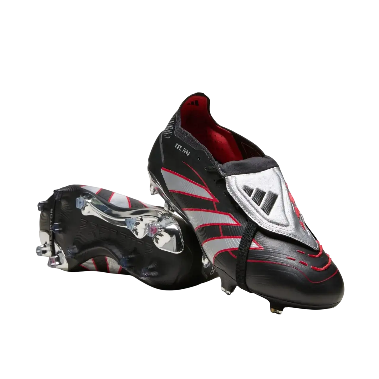 Adidas Predator Elite Bsr Fold-over Tongue Firm Ground Boots Core Black / Silver Metallic / Vivid Red Size 40