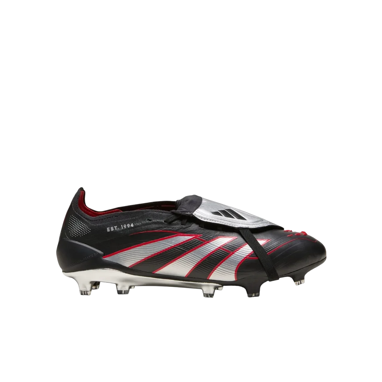 Adidas Predator Elite Bsr Fold-over Tongue Firm Ground Boots Core Black / Silver Metallic / Vivid Red Size 40