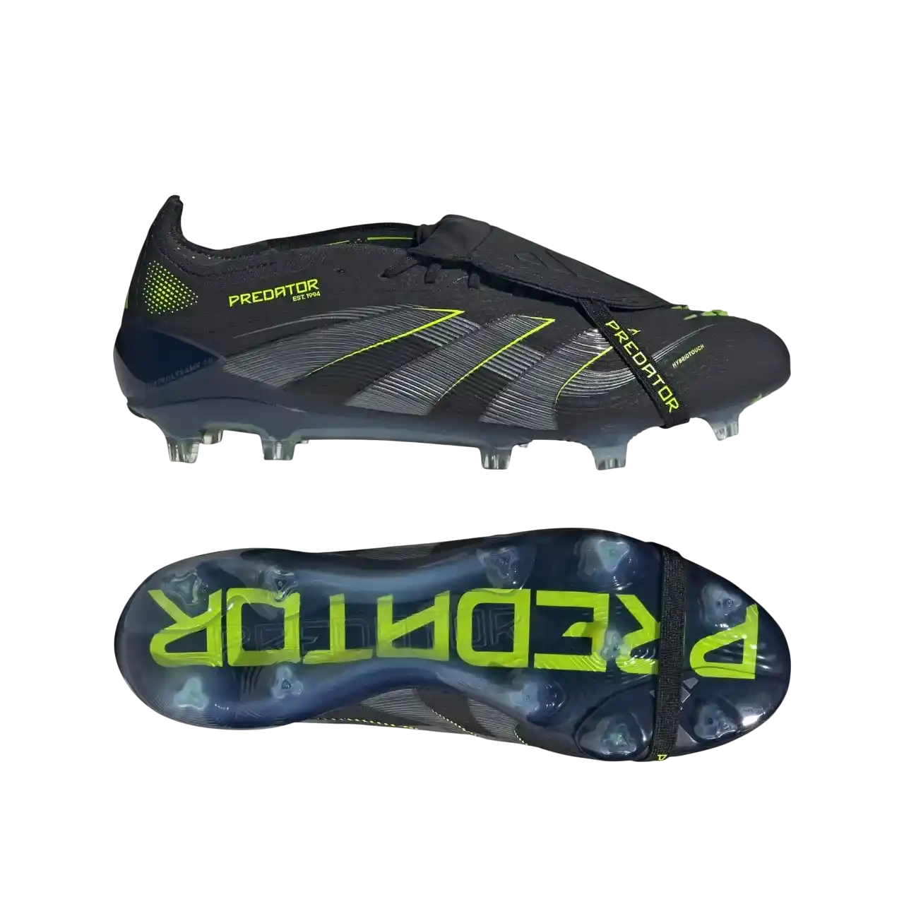 Adidas Predator Elite Fold-over Tongue Firm Ground Boots Core Black / Carbon / Lucid Lemon Size 40