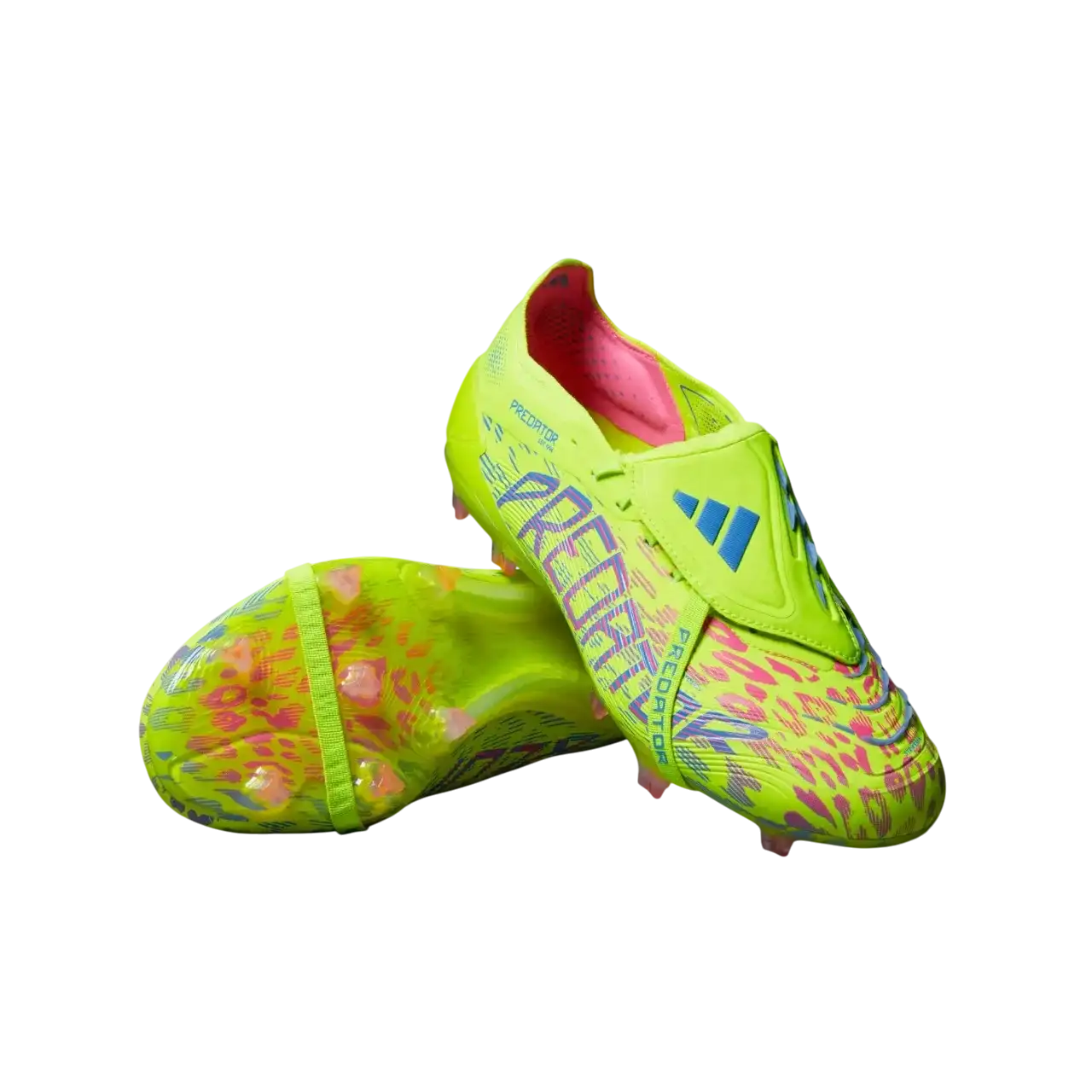 Adidas Predator Elite Fold-over Tongue Firm Ground Boots Lucid Lemon / Lucid Pink / Blue Fusion Size 41 1/3