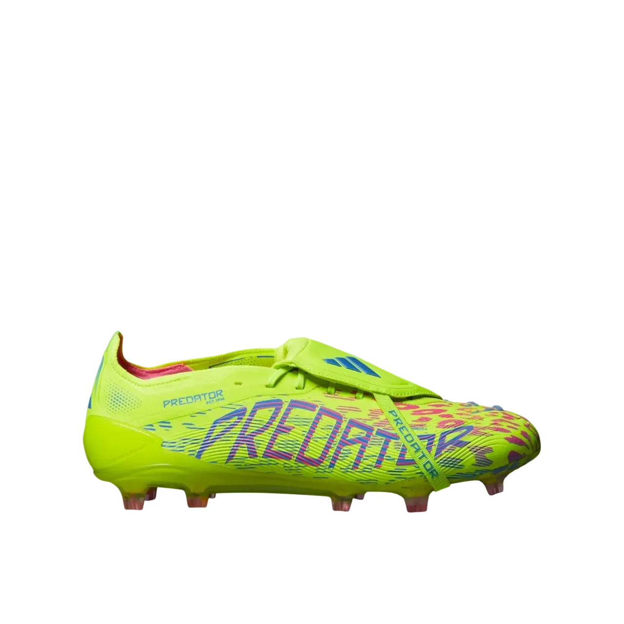 Adidas Predator Elite Fold-over Tongue Firm Ground Boots Lucid Lemon / Lucid Pink / Blue Fusion Size 41 1/3