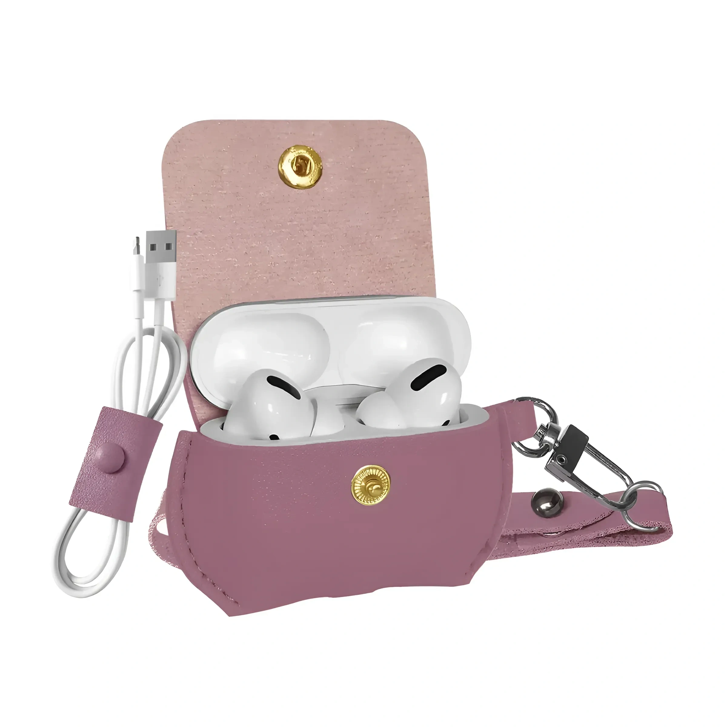 Promate Airpods Pro Case Elegant Fashion Protective Faux Leather Cover With Wireless Charging Compatible Cover Fay Purple