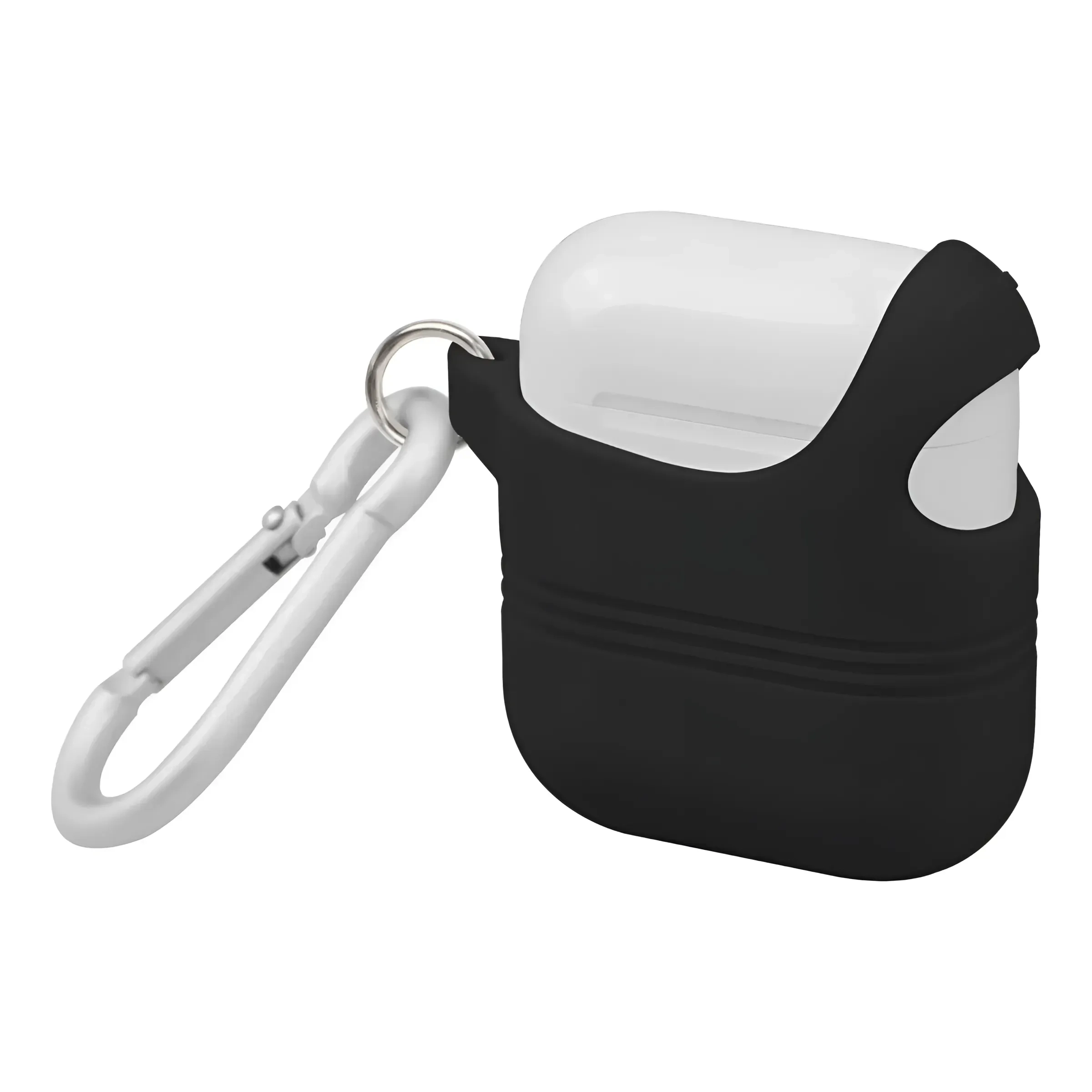 Promate Apple Stylish Semi-body Soft Slim Fit Silicone Airpods Cover With Secure Lid Strap Apple Airpods And Airpods 2 Veilcase Black