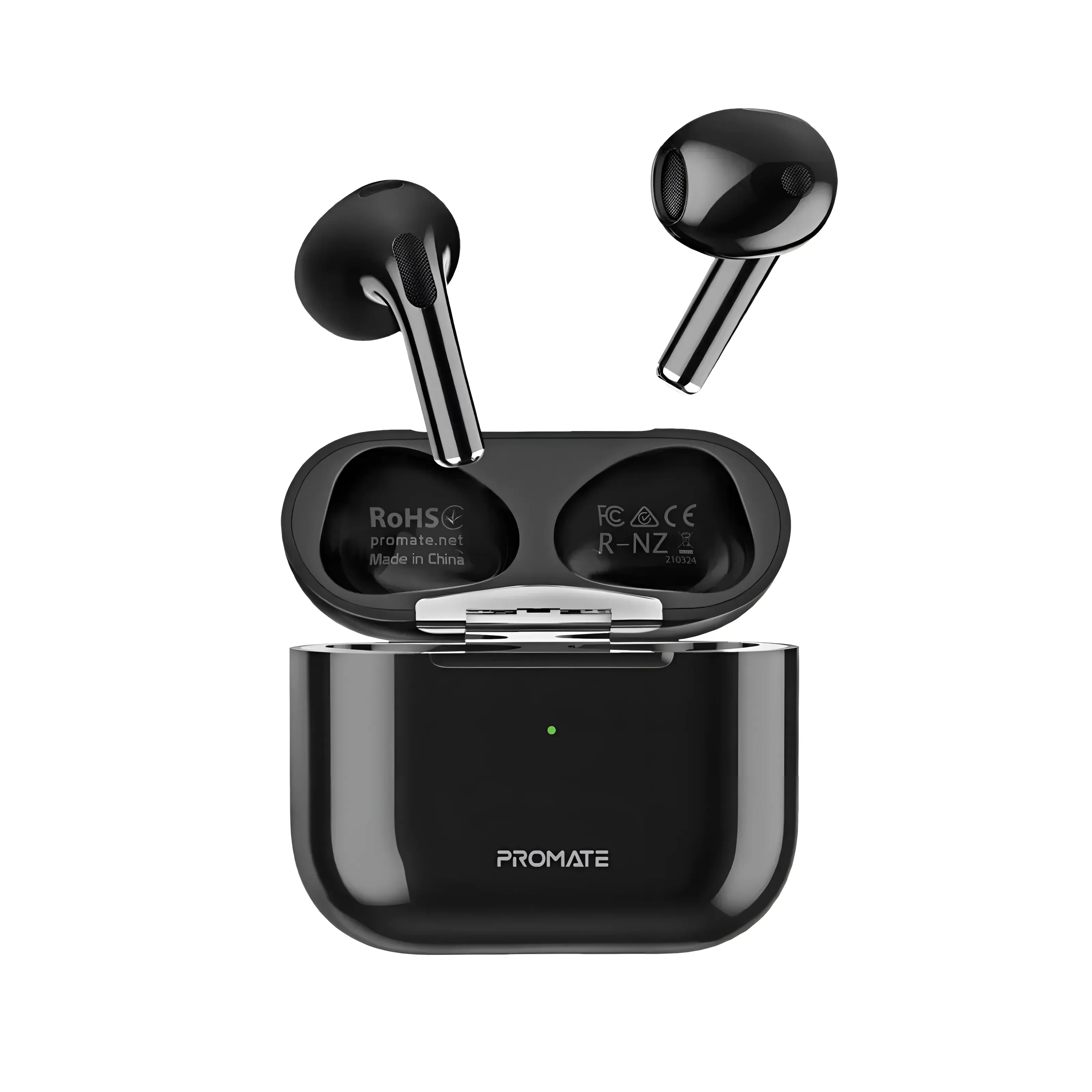 Promate Bluetooth Wireless Earbuds With Tws, Touch Control, Wireless Charging Case And Mic, Freepods-2 Black