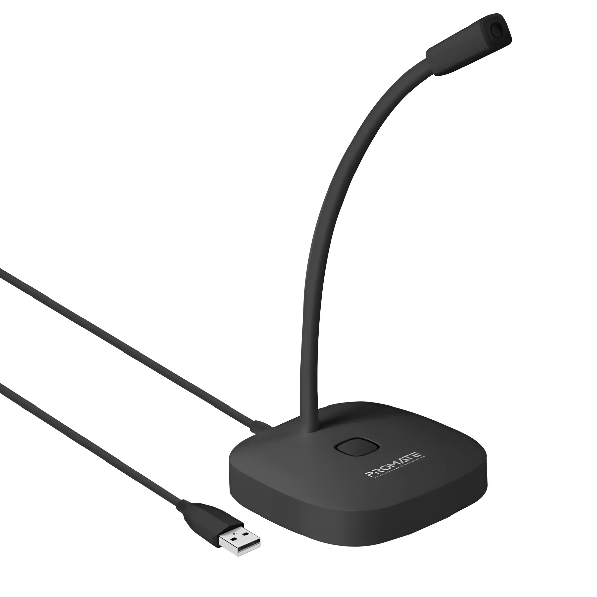 Promate High Definition Omni-directional Usb Microphone With Flexible Gooseneck Led Indicator And Built-in Anti-tangle Cord Promic-1 Black