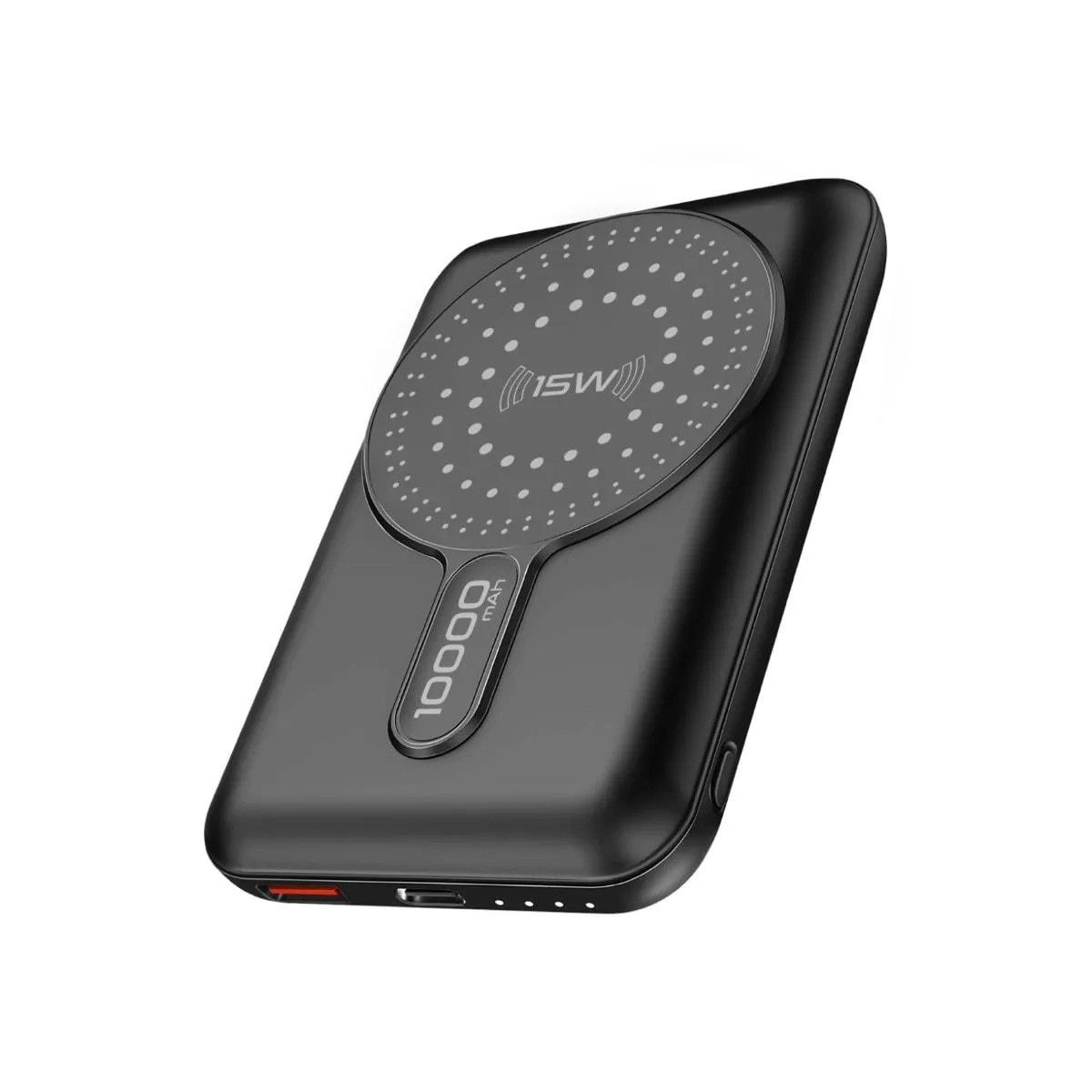 Promate Magnetic Wireless Power Bank, 10000mah 15w Qi Wireless Mag-safe Battery Pack With 20w Usb-c Power Delivery Port, 18w Qc 3.0 Port And Foldable Stand For Black