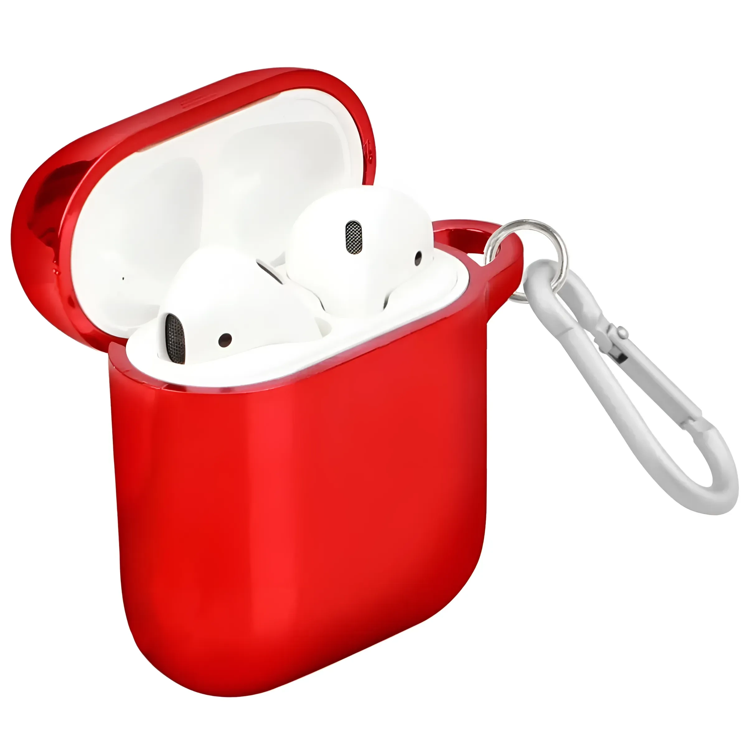 Promate Premium Quality Full Protective Dual Layered Electroplated Hard Case Cover With Carabiner Clip And Wireless Charging Compatible For Apple Airpods And Airpods 2 Maroon Neon Case