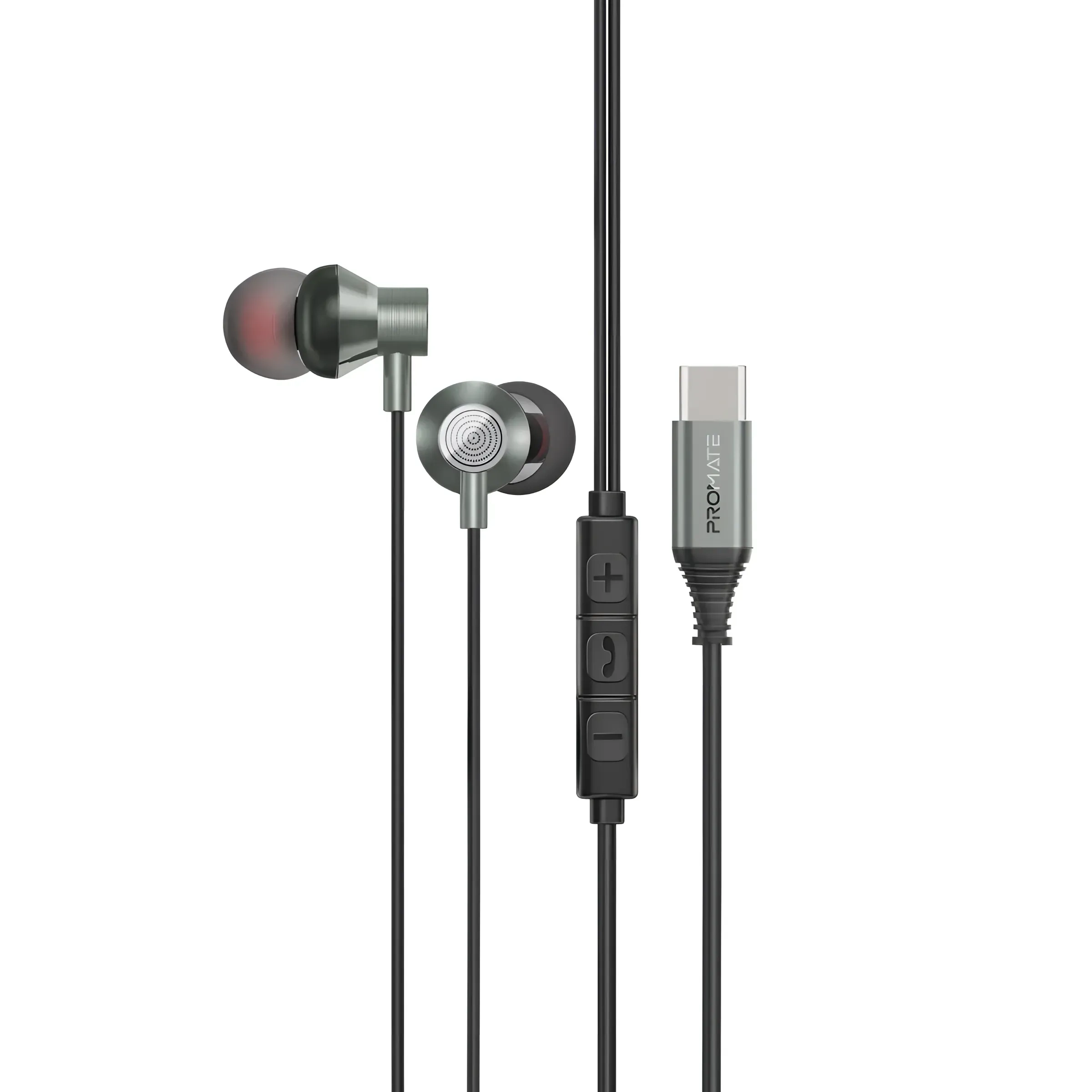 Promate Silken-c Wired In-ear Usb-c Connector Earphones With Mic Grey