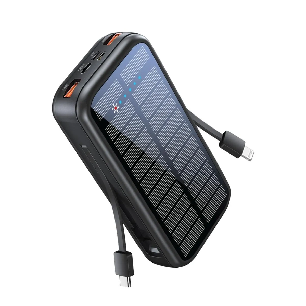 Promate Solar Power Bank, Portable 20000mah Battery Charger 20w Usb-c Power Delivery And Dual Qc 3.0 Ports, Solartank-20pdci