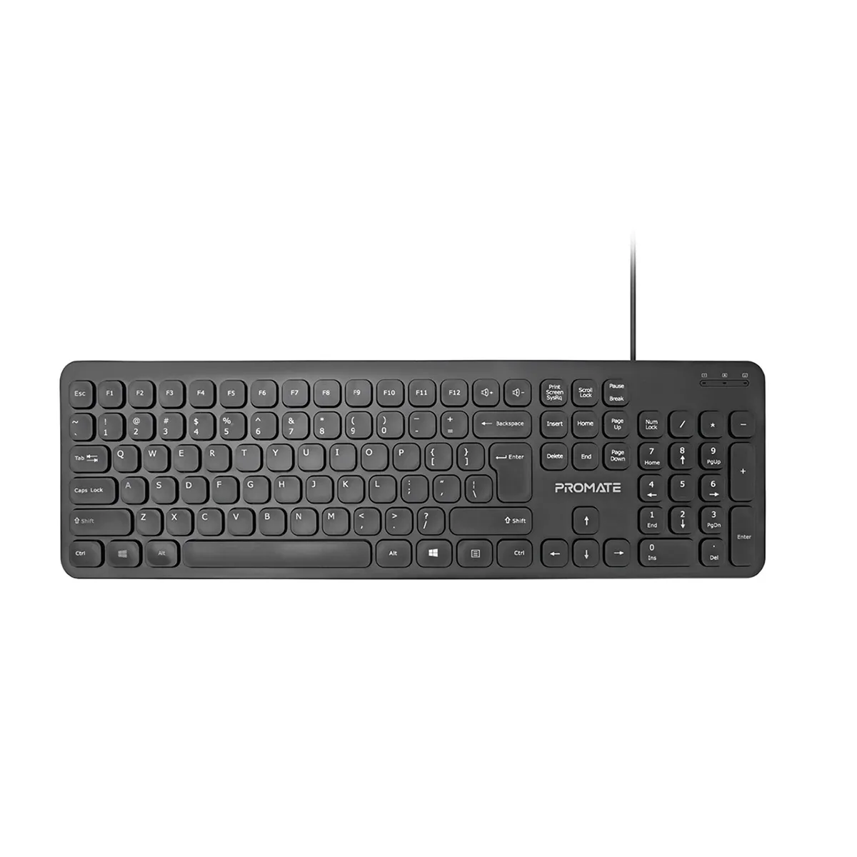 Promate Wired Keyboard, Ultra-slim Full-size 106-keys Quiet Keyboard Easykey-4 English