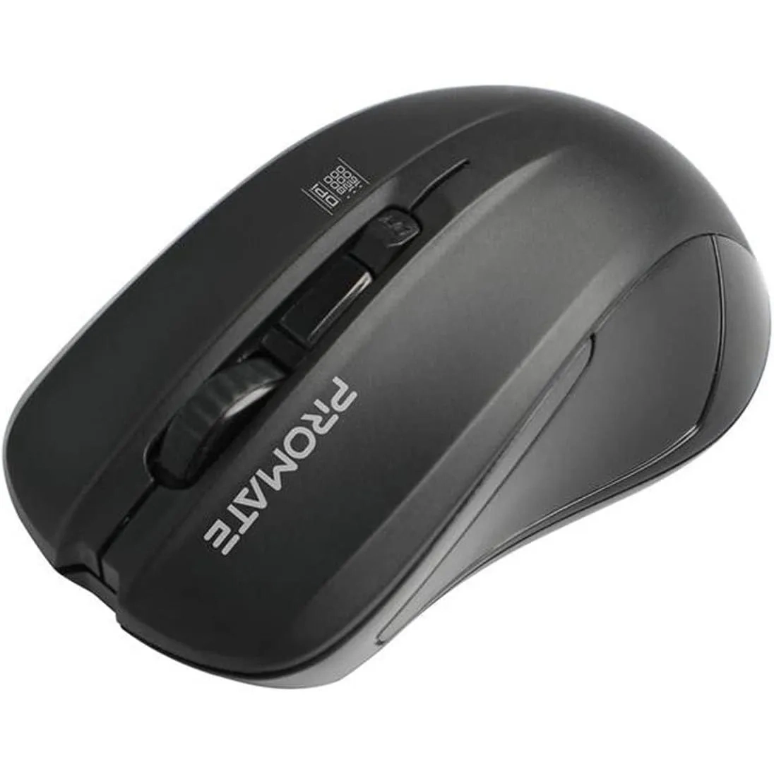 Promate Wireless Mouse, Comfortable Ambidextrous 2.4ghz Cordless Ergonomic Mice, Contour Black