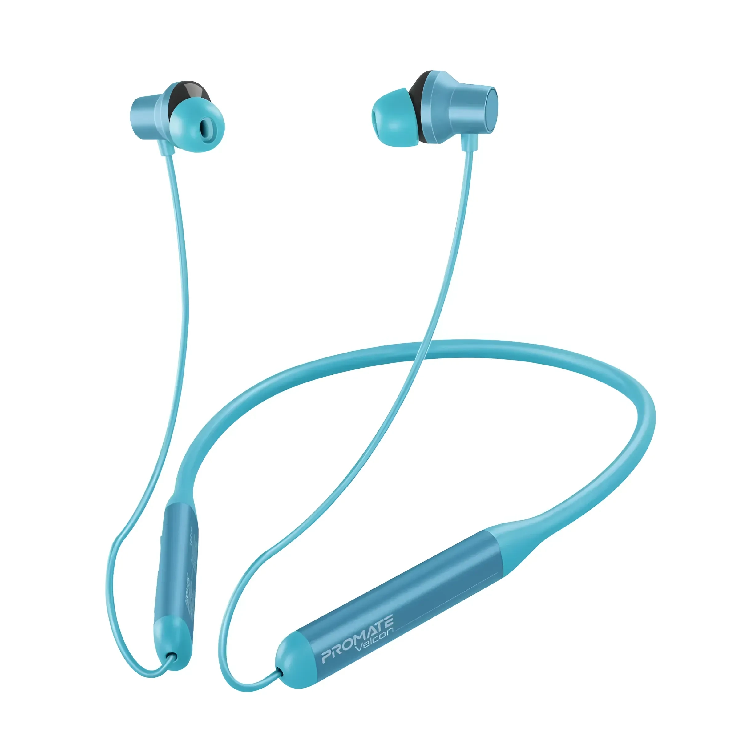 Promate Wireless Neckband Earphones, Hd Active Noise Cancelling Tooth Earphones Blue