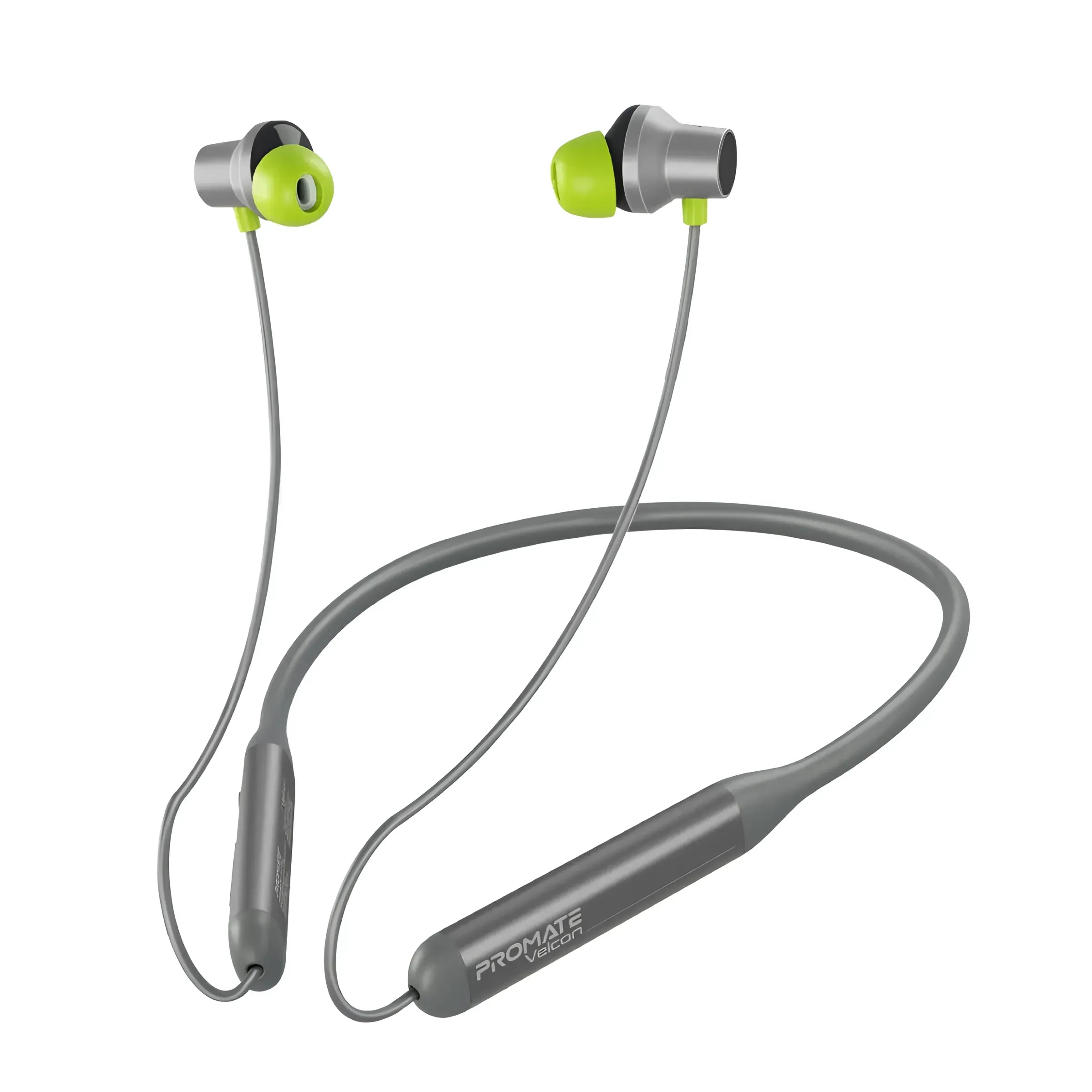 Promate Wireless Neckband Earphones, Hd Active Noise Cancelling Tooth Earphones Grey