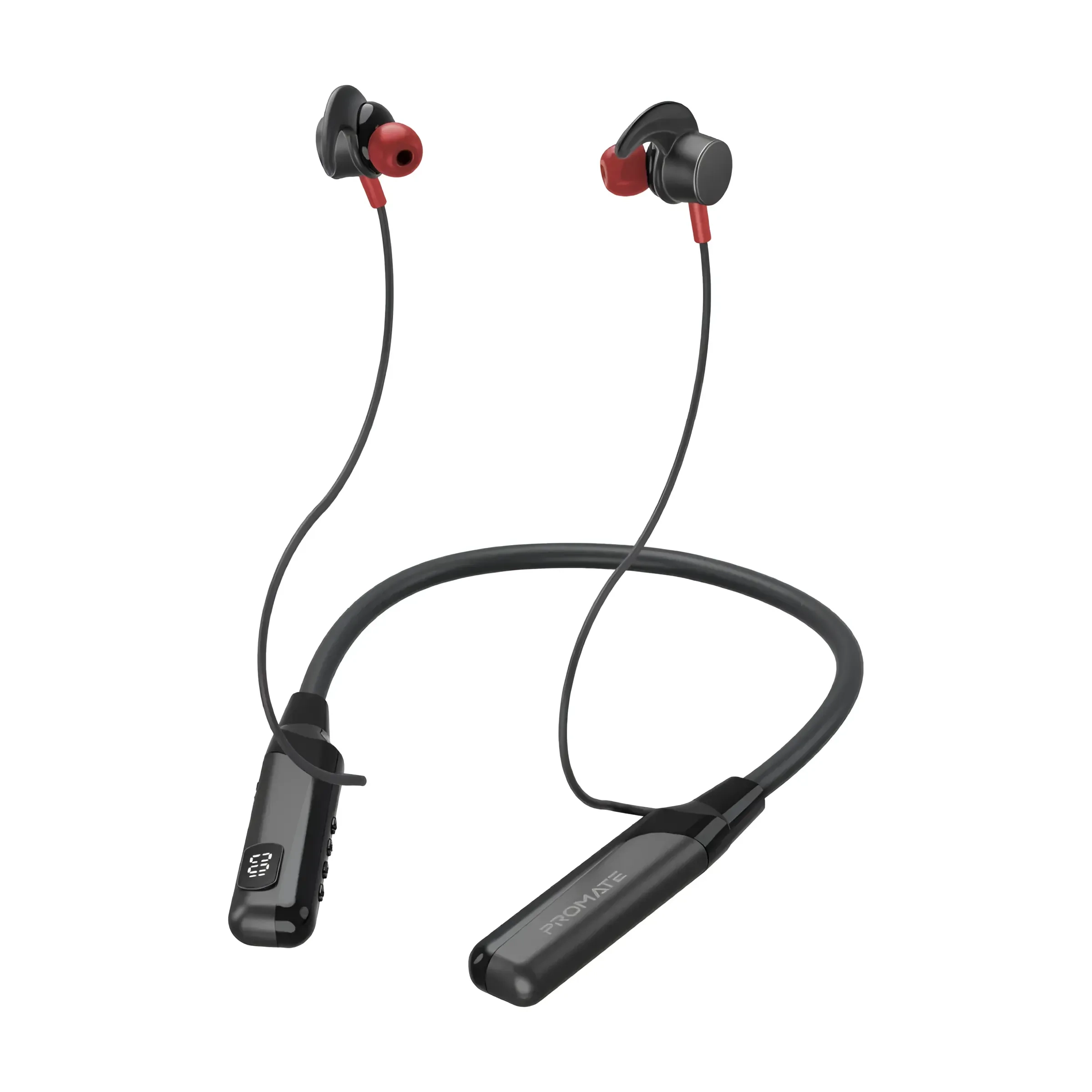 Promate Wireless Neckband Earphones, High-definition Tooth 5.0 Earphones With Tf Card Reader Black