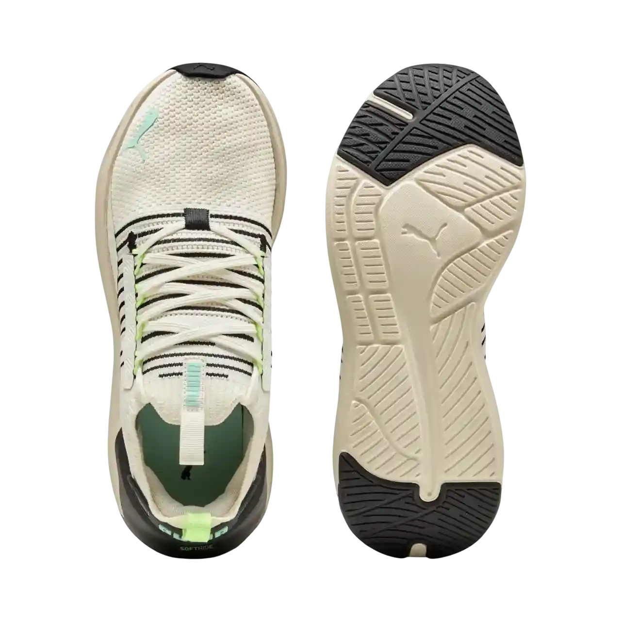 Puma Softride Symmetry Fuzion Running Shoes Women Warm White-mint Melt-black Size 35.5