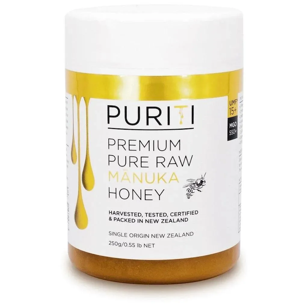 Puriti Premium Umf 15+ Mgo 550+ Pure Raw Manuka Honey 250g